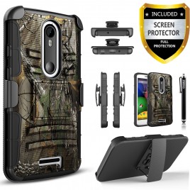Motorola Droid Turbo 2 Case, Dual Layers [Combo Holster] Case And Built-In Kickstand Bundled with [Premium Screen Protector] Hybird Shockproof And Circlemalls Stylus Pen (Camo)